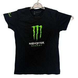 Monster Energy Shirt Womens M Black Graphic Logo Unleash the Beast Short Sleeve